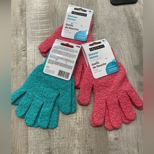 3Pcs. Set shower Gloves Scrub to smooth colors pink & blue